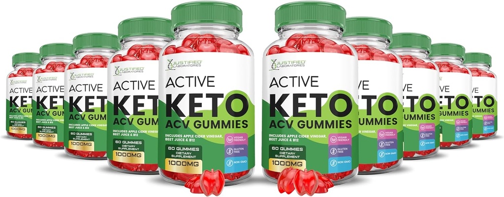 (10 Pack) Active Keto ACV Gummies Advanced Formula 1000MG ActiveKeto Keto Gummies Apple Sider Vinegar Formulado con Pomegranate Beet Juice Powder B12 Vegan Non GMO 600 Gummys