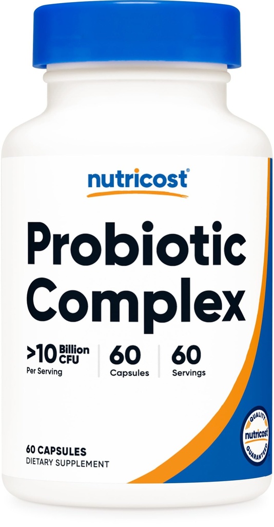 Complejo Probiótico Nutricost (10 Billones CFU) 60 cápsulas - Acidophilus Plus 9 Otros Probióticos, No GMO, Gluten Suplemento Libre