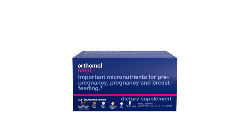 Orthomol Natal, Suplemento Natal, apoya la salud para el embarazo, el embarazo y la lactancia materna, tabletas y suplemento de cápsula, 30 cuenta (Pack of 1)