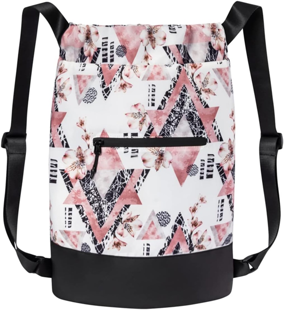 GOMOYO Flex Cinch Drawstring Gym Bag for Women TENIDO Modern Floral Graphic Designs TENIDO Durable Lightweight Gym Cinch Backpack TEN 18" x 14" x 7" ANTE Pink