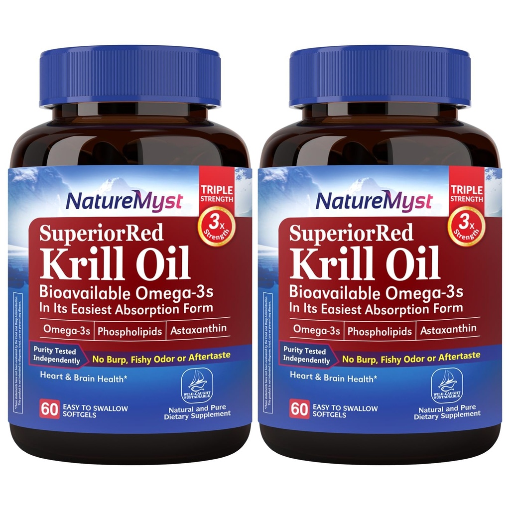 Aceite de Krill Antártico 1000 mg Softgels, Krill Oil Omega-3, EPA, DHA, Astaxanthin & Phospholipids, Heart Health, 120 Softgels, Non-GMO, No Gluten, Made in The USA