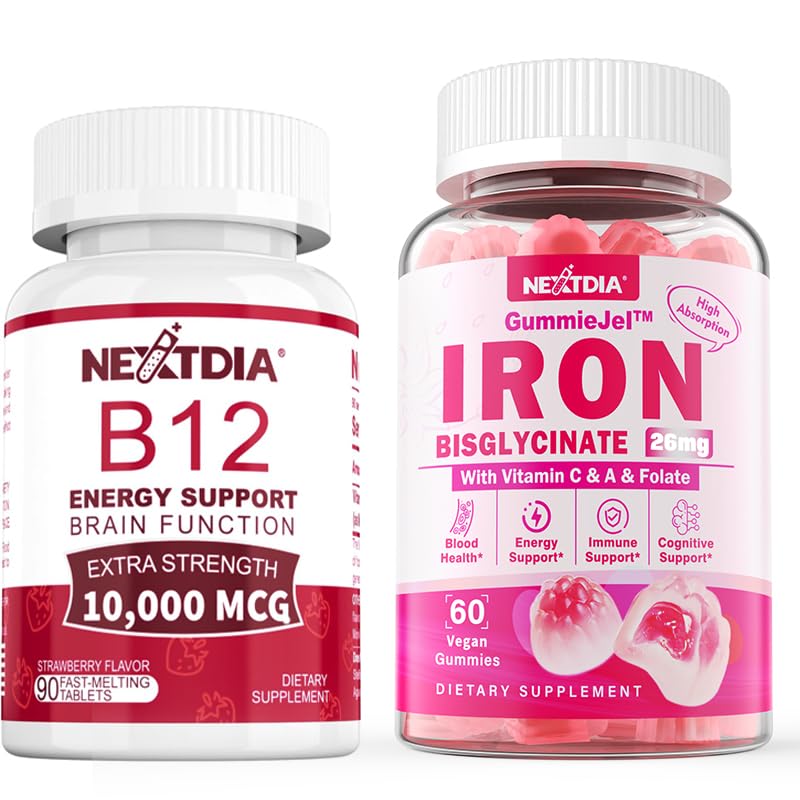 Gummies llenas de hierro 26mg+ Vitamina B12, Metilcobalamina 10000 mcg Tablets