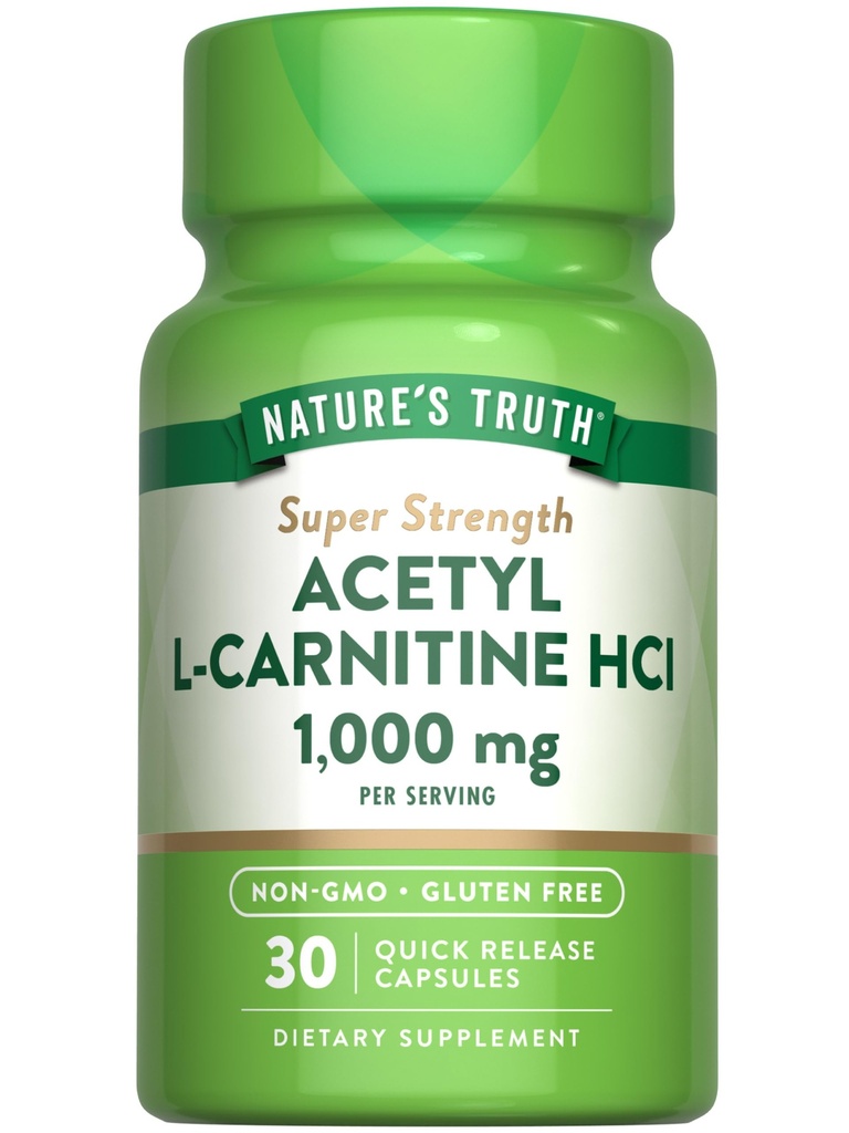 La verdad de la naturaleza Acetyl L-Carnitine 1000mg  30 Capsules ← Super Strength ← Gluten Free ALCAR Suplemento