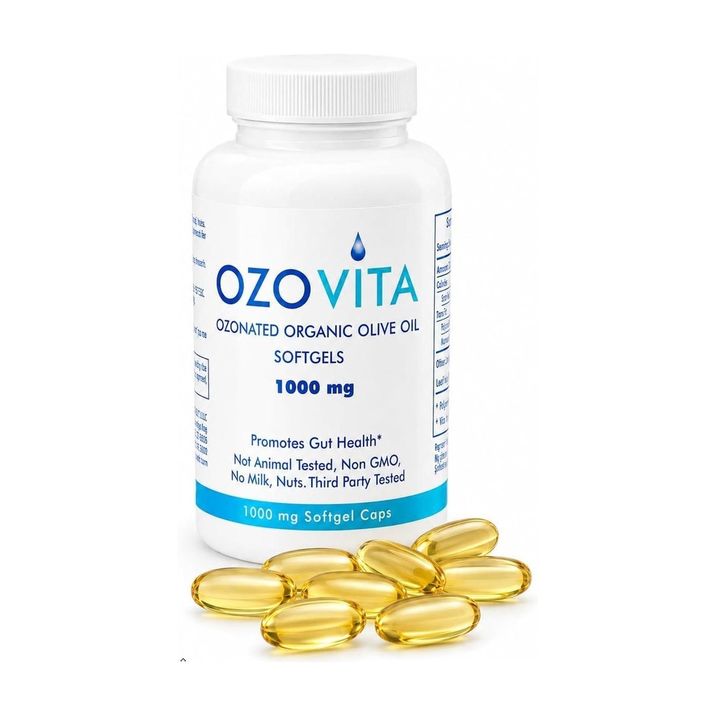 High Potency Ozonated Orgánica Extra Virgin Olive Oil Softgels 1000mg ← Pure Oxygenated Capsules for Immune Support &amp; Gut Health ← Orgánica Oxygen Infused Supplement TEN 60 Softgels