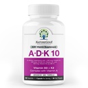 ADK10 – ADK Vitamina Suplemento TENIDO High Potency Vitaminas A, D3 (10.000 UI) & K2 MK-7 para Bone, Heart &amp; Immune Health TEN 90 Tiny Capsules ← 3 Month Supply TENIDO NO GMO, Gluten Free