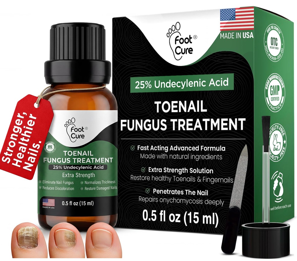 FOOT CURE Toenail Fungus Tratamiento para Fingernails, Reparación de uñas, Suavedor de uñas, Tratamiento de uñas amarillas, uñas cultivadas y tratamiento de hongos extra fuerza (Pack of 1)