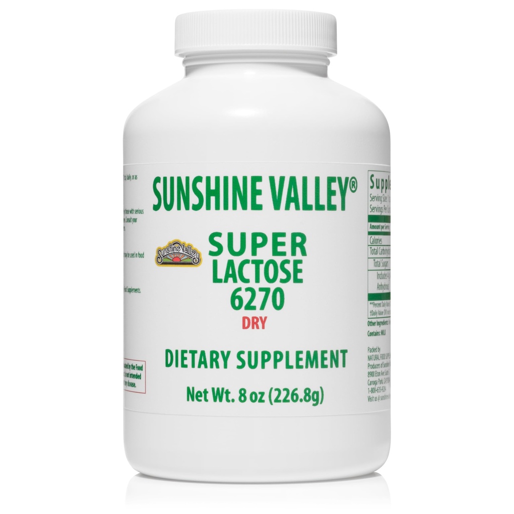Sunshine Valley® Super Lactose Dry Powder (FREE FLOW POUR) - Sweetener natural " Baking Enhancer, Powdered Sugar for Cooking " Food Stabilizer " Filler - 8 oz