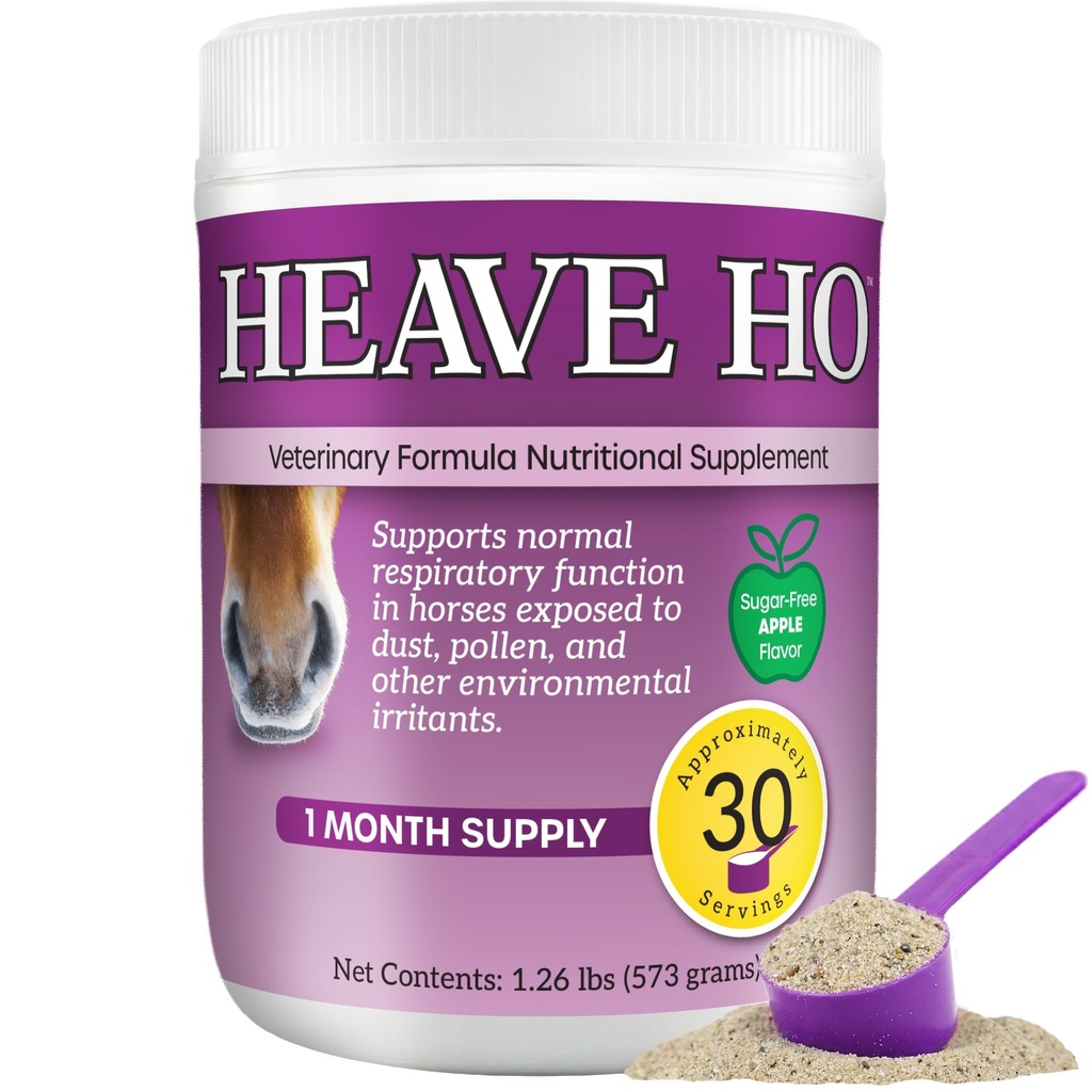 Heave Ho Horse Suplemento Nutricional para Alergias Respiratorias, COPD, Tosca 30 Serviciones Manzana Libre de Azúcar