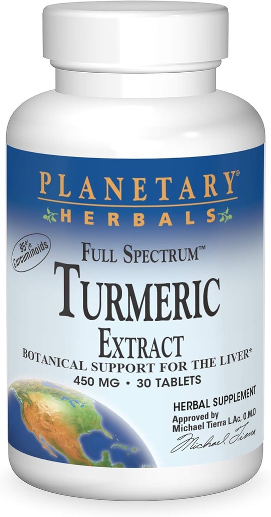 Herbals planetarios Full Spectrum Turmeric Extract Tablets, 450 mg, 30 Count