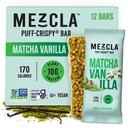 Mezcla Puff Crispy Protein Bares, Gluten Gratis &amp; Vegan Protein Bares, 10g Protein, Alt for Crispy Rice Treat, Granola Bares &amp; Breakfast Bares, Snacks saludables para adultos, Matcha Vanilla, 12 Pack