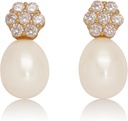 18K oro chapado sterling plata Stud rosa Cultura de perlas pendientes