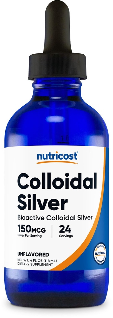 Nutricost Colloidal Silver 4oz - Cobalto Blue Glass Bottles, Bio-Active Colloidal Silver