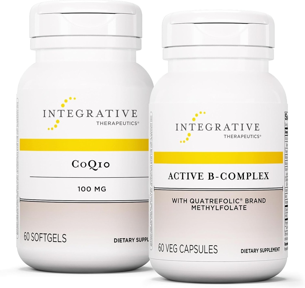 Conjunto de Terapéutica Integrativa con Complejo B Activo, 60 cápsulas " CoQ10 (100mg), 60 Softgels - Complejo B Activo para apoyar el metabolismo energético* - CoQ10 para apoyar la salud cerebral*