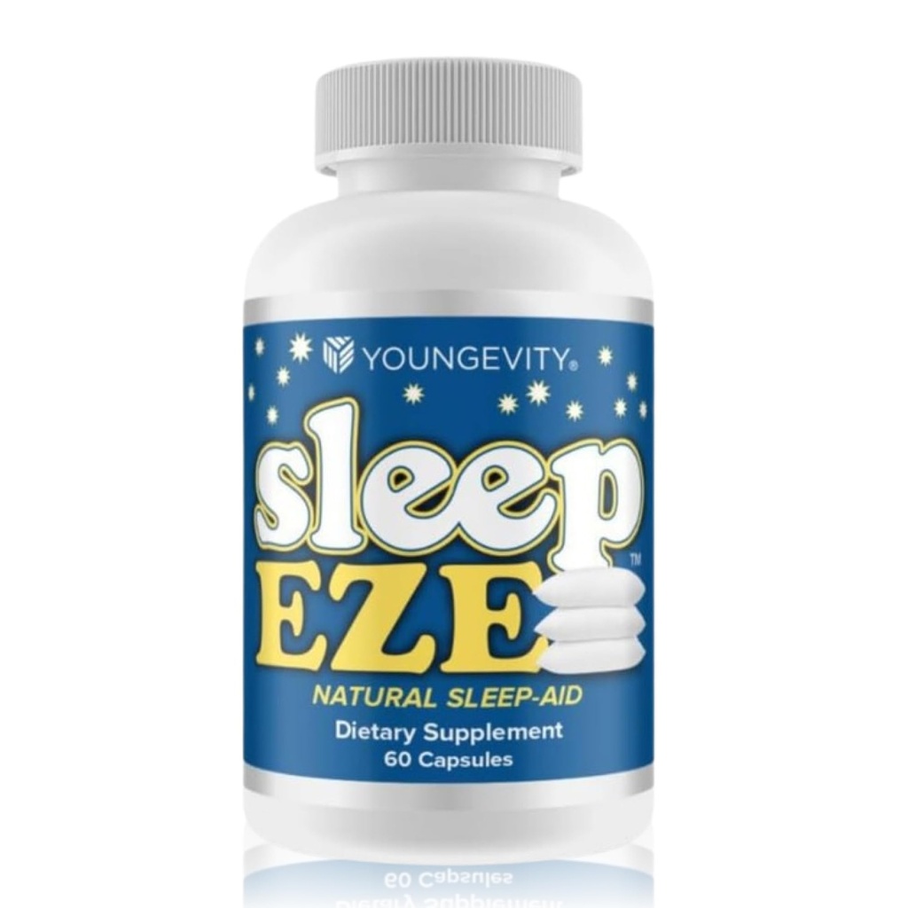 Youngevity Sleep Eze - Natural Sleep Support - Valerian Root, Passion Flower, 5-HTP, Melatonin - Non-Habit Forming - Sleeping Support Suplemento - (60 cápsulas)