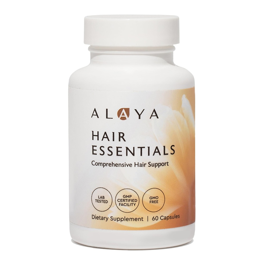 Alaya Hair Essentials - Suplemento de pelo con Biotina, Queratina, Ácido Fólico, Vitamina B12, B6 - Lab Tested - Gluten Free - 30 Day Supply