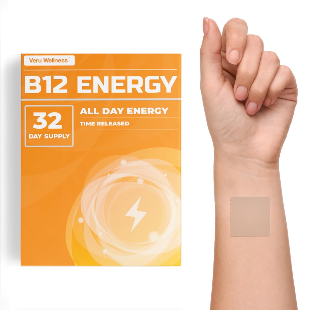 Veru Wellness B12 Energy Patch - Energy, Focus - B12, C, B6, Iron, Guarana y Garcinia Cambogia - External Use sólo- 32 Conde