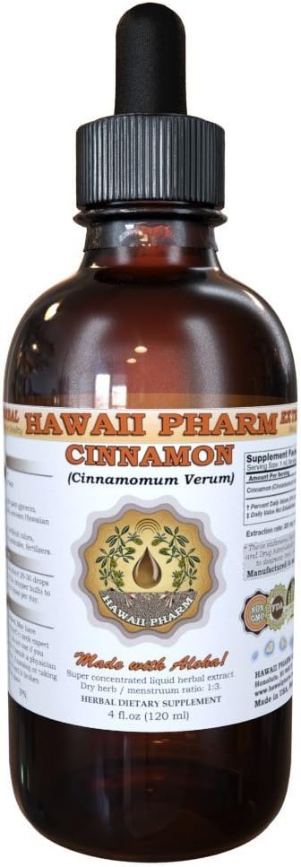 HawaiiPharm Cinnamon Liquid Extract, Cinnamon (Cinnamomum Verum) Bark Powder Tincture Suplemento 4 oz