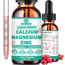 Calcio Magnesio Zinc D3 con calma Magnesio Glycinate Plus Ashwagandha, L-Theanina, Calcio líquido con vitamina D3 y suplemento de magnesio para inmuno, hueso, musculo, humor &amp; sueño