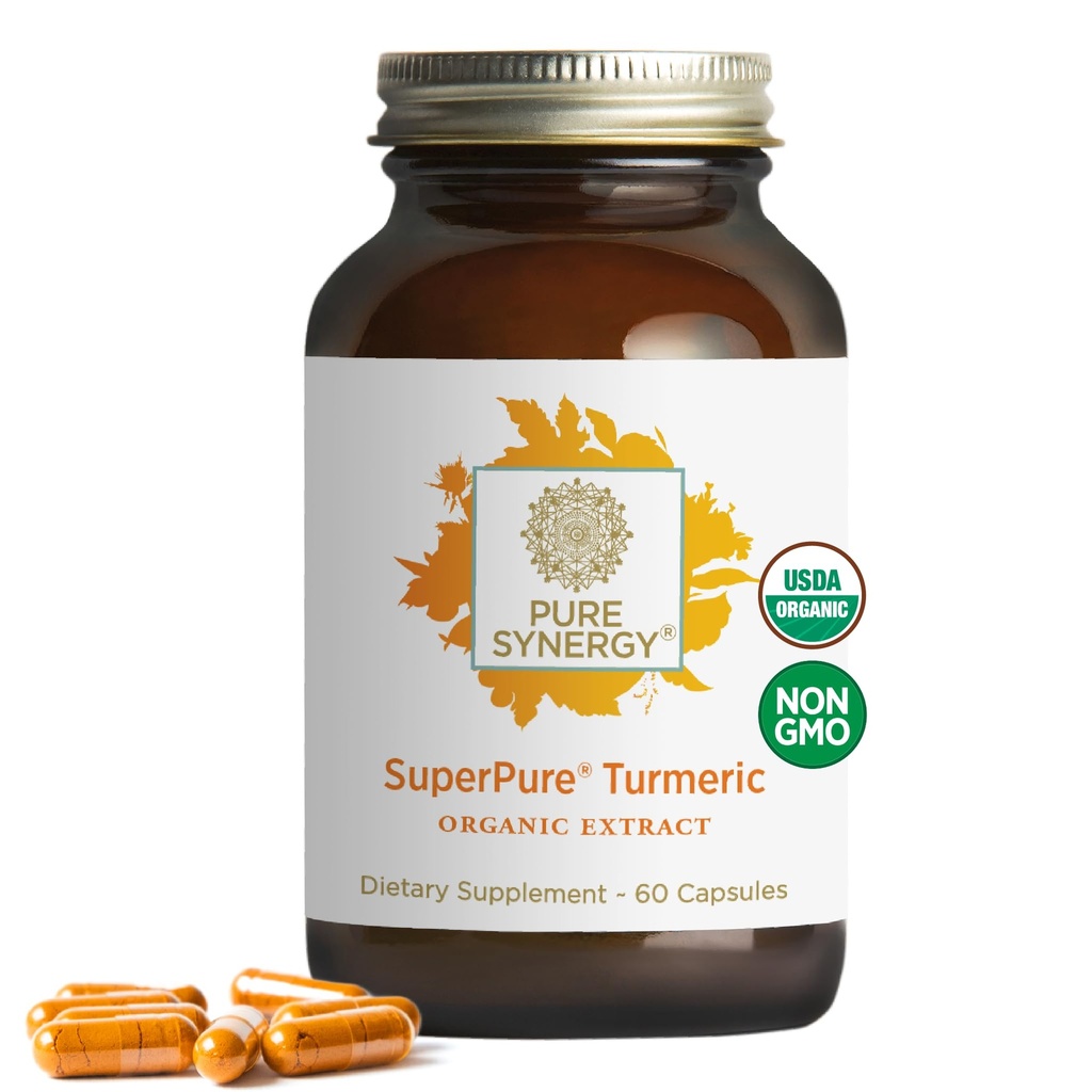 Sinergía pura SuperPure Resumen Turmérico ← Curcumin Orgánica Suplemento tención 500 mg Extracto Turmérico Cápsulas ← Potent Support for Immune and Joint Health (60 Cápsulas)