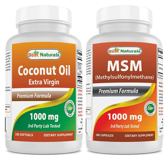 Mejores Naturales Extra Virgen aceite de coco 1000 mg &amp; MSM 1000 mg