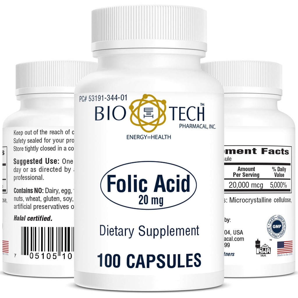 Bio-Tech Pharmacal Folic Acid (20mg, 100 Conde)