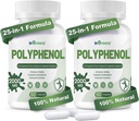 25-in-1 Polyphenols Supplement, 2000MG Powerful Antioxidants &amp; Polyphenol for Age Defense, Polyphenol Superfood, Quercetin, Resveratrol, Plant-Based & Energy, Immune Support, 120 Capsules