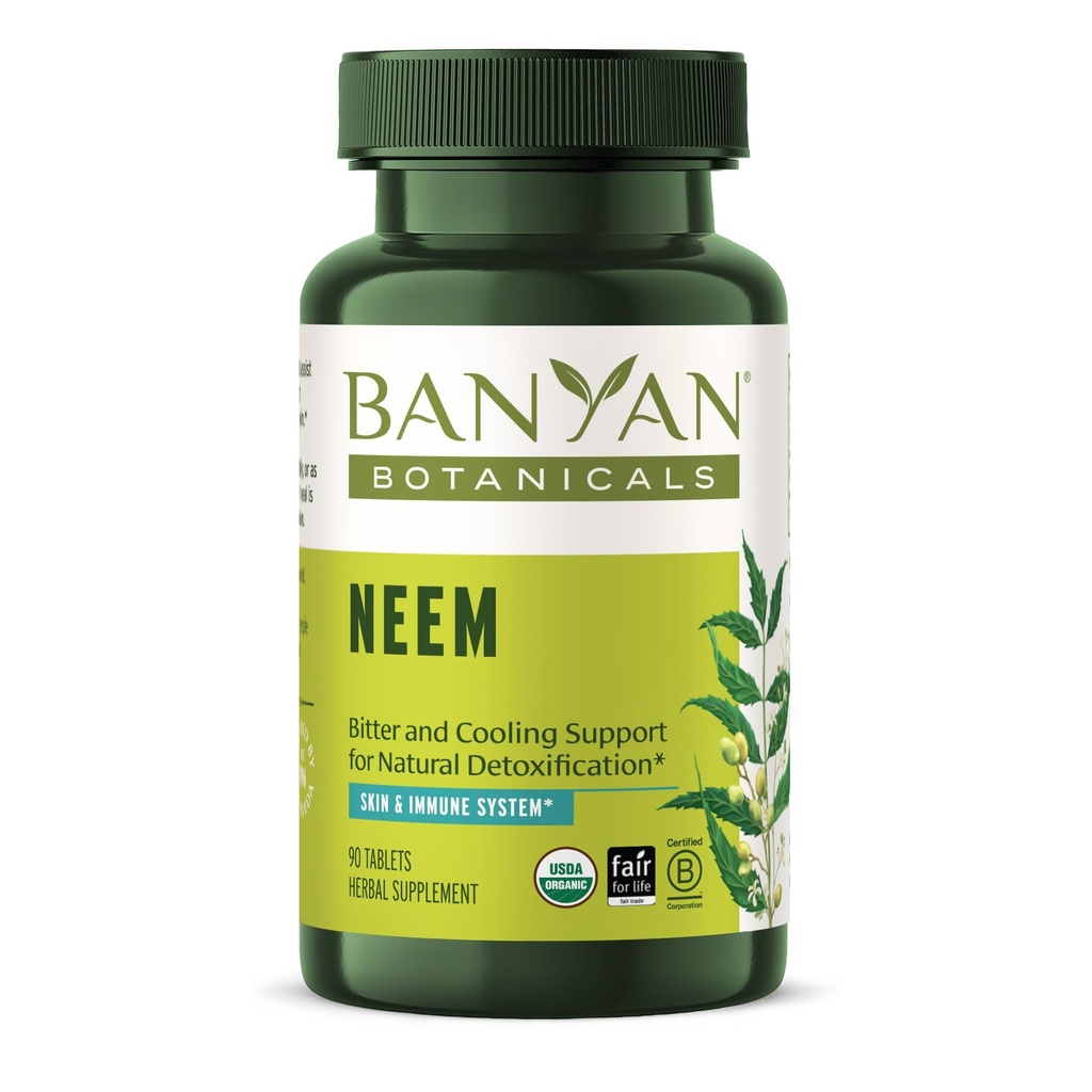 Banyan Botanicals Neem Tablets – Organic Neem Leaf (Azadirachta Indica) – Apoya la desintoxicación natural, la piel sana y la salud inmune* – 90 Tablets – Non-GMO Sosteniblemente Fuente Vegan