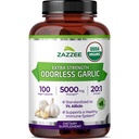 Zazzee USDA Ajo orgánico sin olor 20:1 Extracto, 5000 mg Fuerza, 100 cápsulas veganos, 3+ Mes Fuente, Standardizado, Concentrado 20X Extracto, 100% Vegetariano, Todo natural, No GMO, Hecho en los EE.UU.
