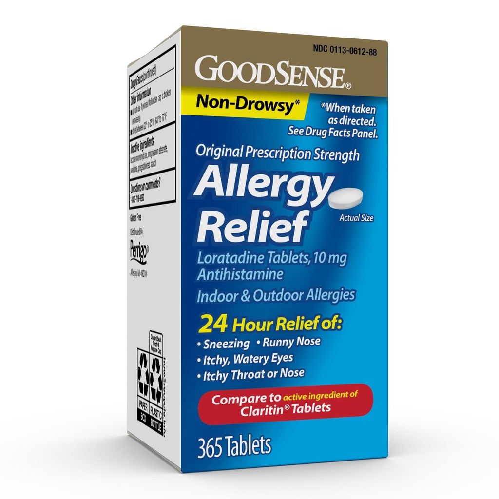 GoodSense Alergy Relief Loratadine Tablets 10 mg, Antihistamínico, Medicina de Alergia por 24 horas Alivio de Alergia, 365 Cuenta