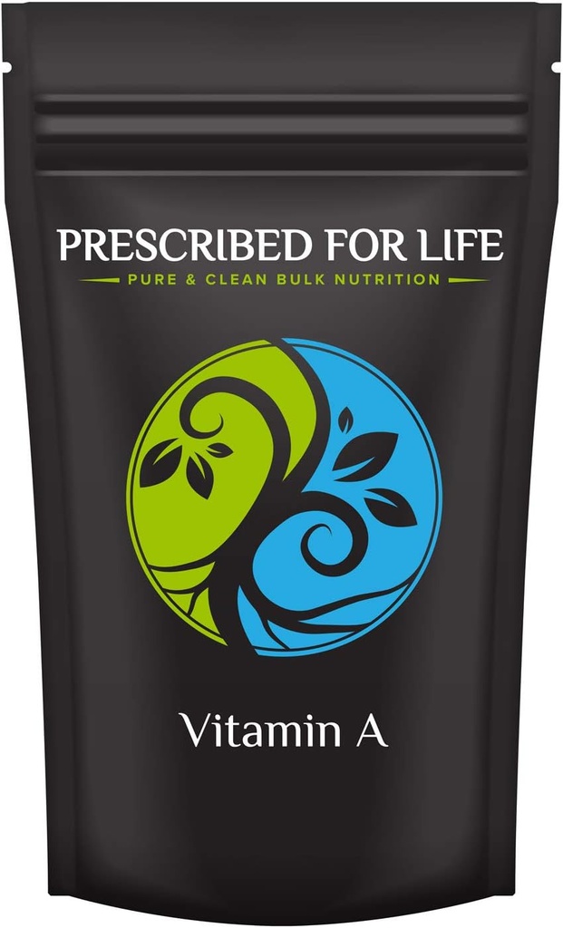 Prescrito para la vida Vitamina A Powder ← 500,000 IU Retinyl Acetate TEN Gluten Free, Vegan, Non GMO (2oz / 56g)