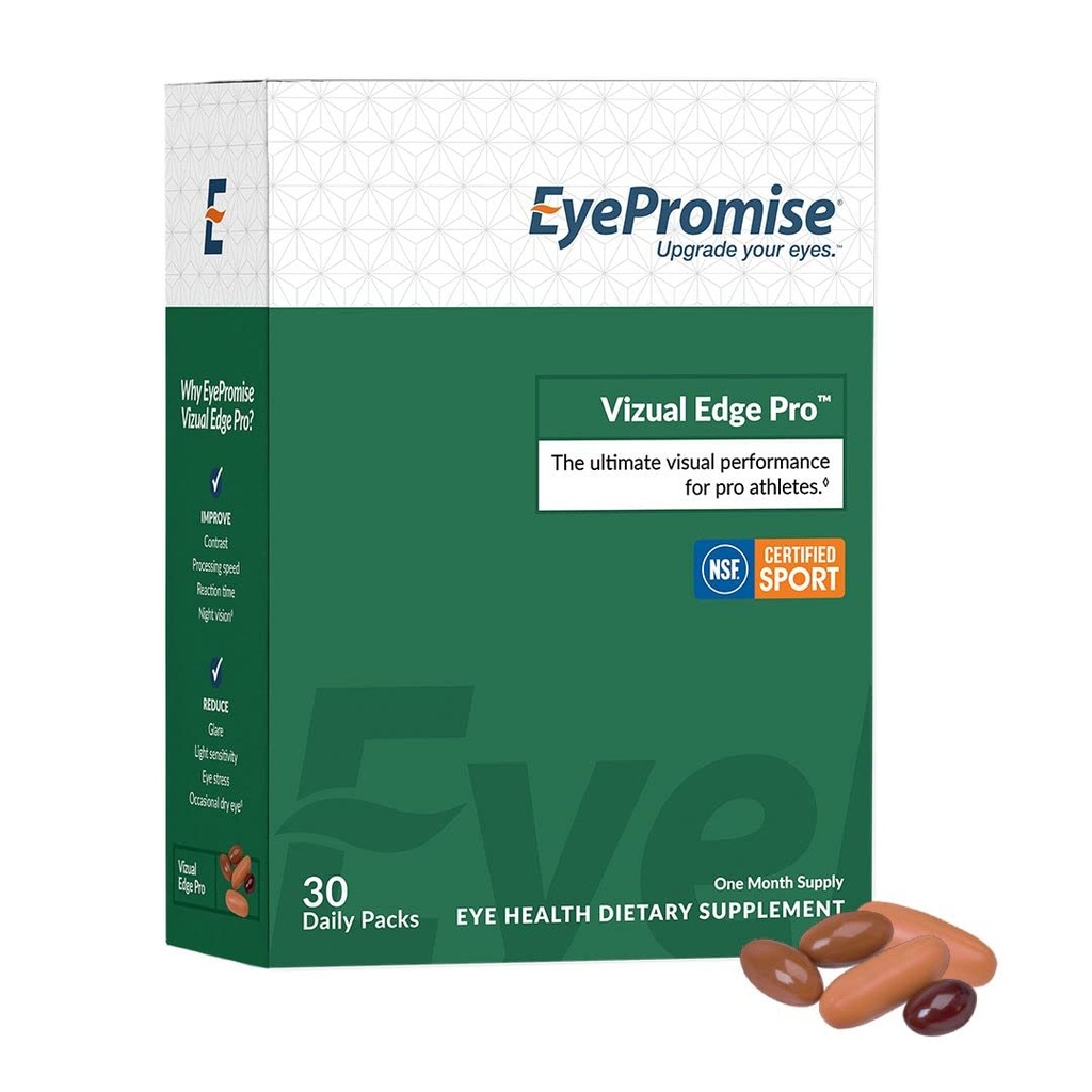 EyePromise Vizual Edge Pro Suplemento - 30 Paquetes de Pill Single-Serving, 30-Day Supply - Visual Performance Eye Vitamin with 26mg Zeaxanthin & 8mg Lutein for Vision Quality & Clarity