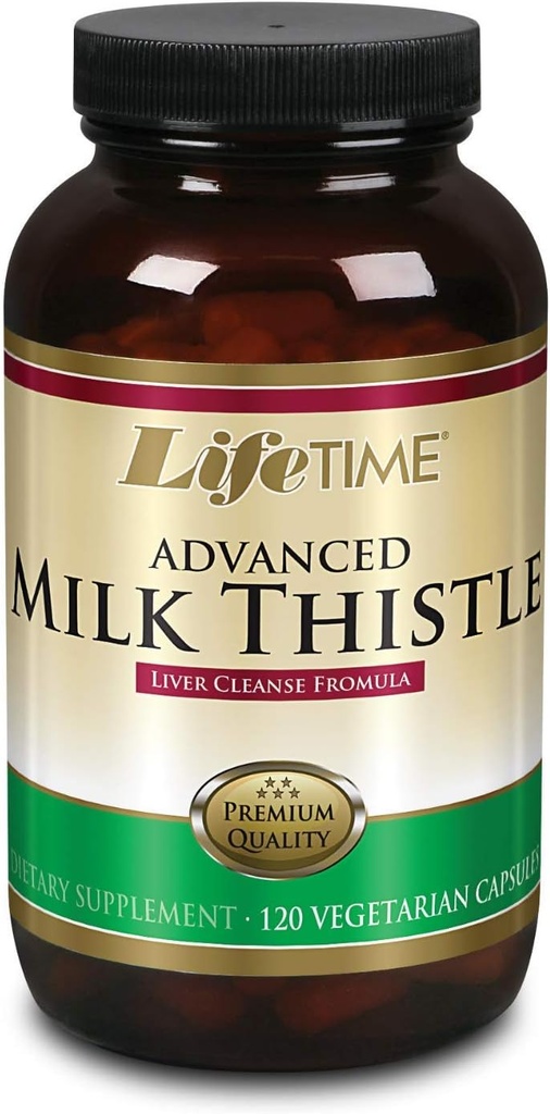 LIFETIME Milk Thistle Blend Liver Cleanse Fórmula fica con Dandelion Root y Turmeric (120 CT)