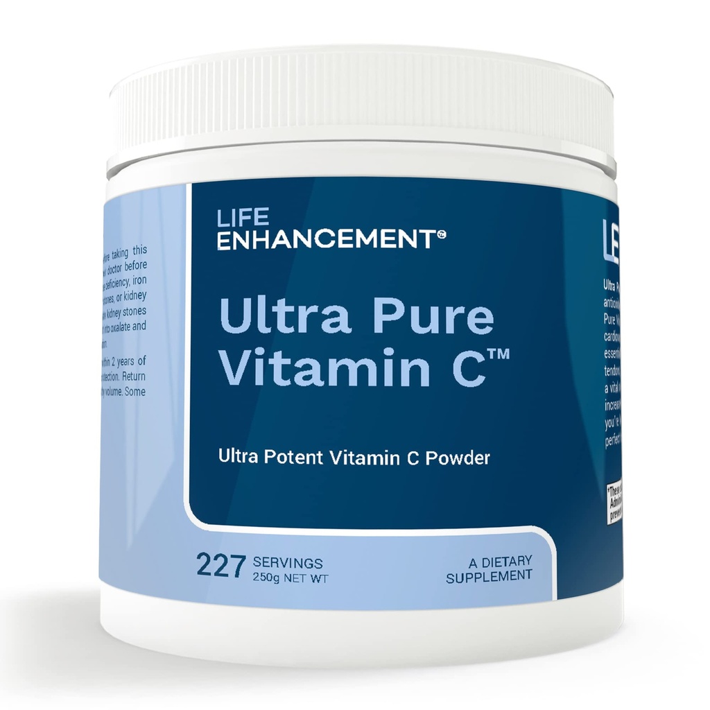 Life Enhancement Ultra Pure Vitamina C Powder - 1,100 mg Acid ascorbic Vitamina C Suplemento - 227 Servimientos