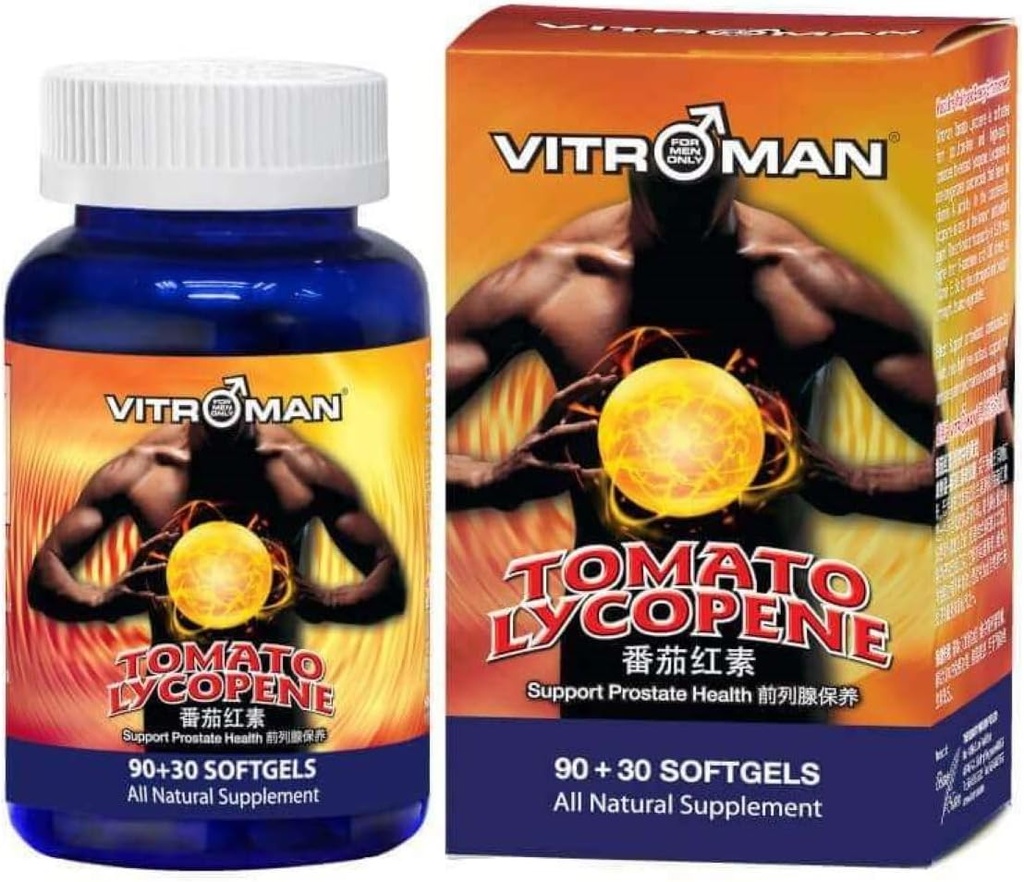 Tomato Lycopene (120 softgels), Cardiovascular Support, Premium Quality Antioxidant - 100% Natural Tomato - Excelente para el Sistema de Salud Prostata