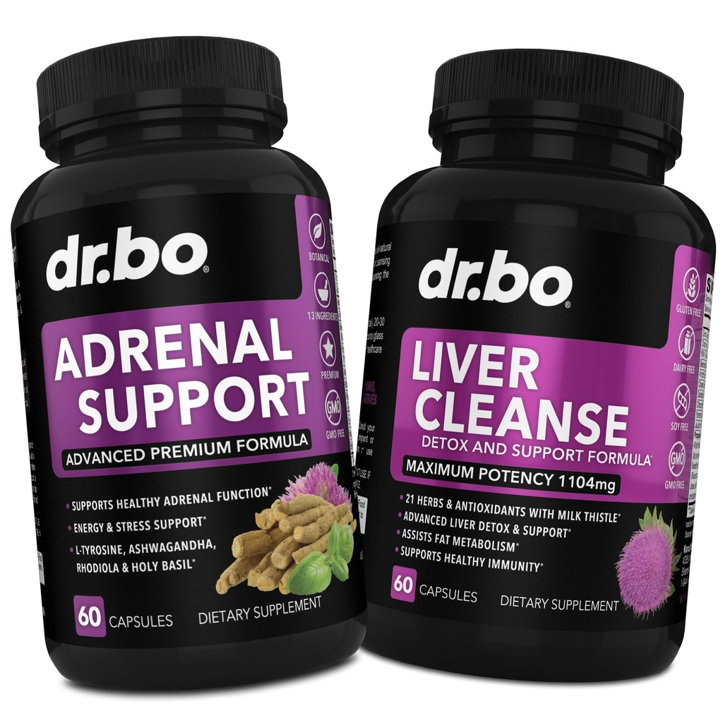 Soporte Adrenal Cortisol &amp; Liver Cleanse Detox Suplemento - Adrenal Fatigue Suplementos para Cortisol Health - Liver Gallbladder Care Formula Capsules &amp; Natural Milk Thistle Dandelion Suplementos