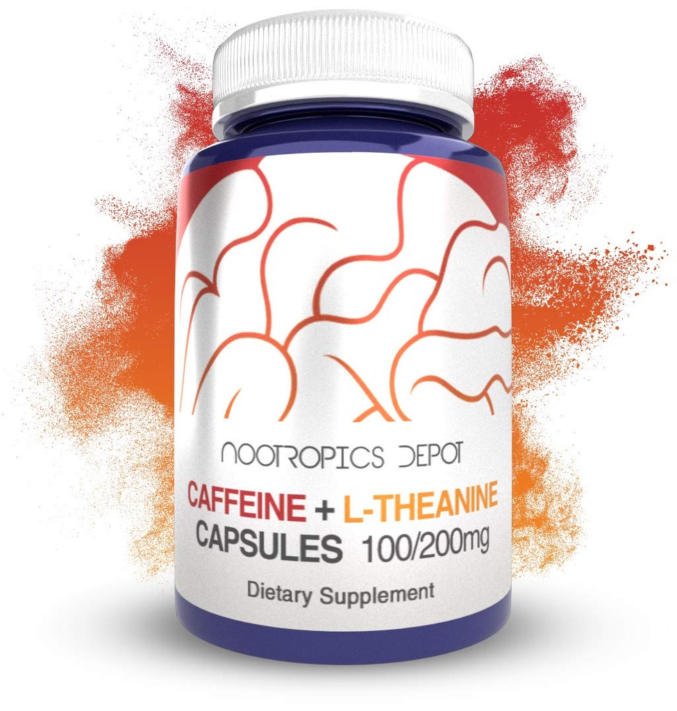 Nootropics Depot Caffeine L-Theanine Capsules Silencio 180 Pills Silencio Contiene 100 mg de Caffeine y 200 mg de L-Theanine ← Brain Booster Silencio Energy Supplement Silencio Incrementar el foco mental + la alerta