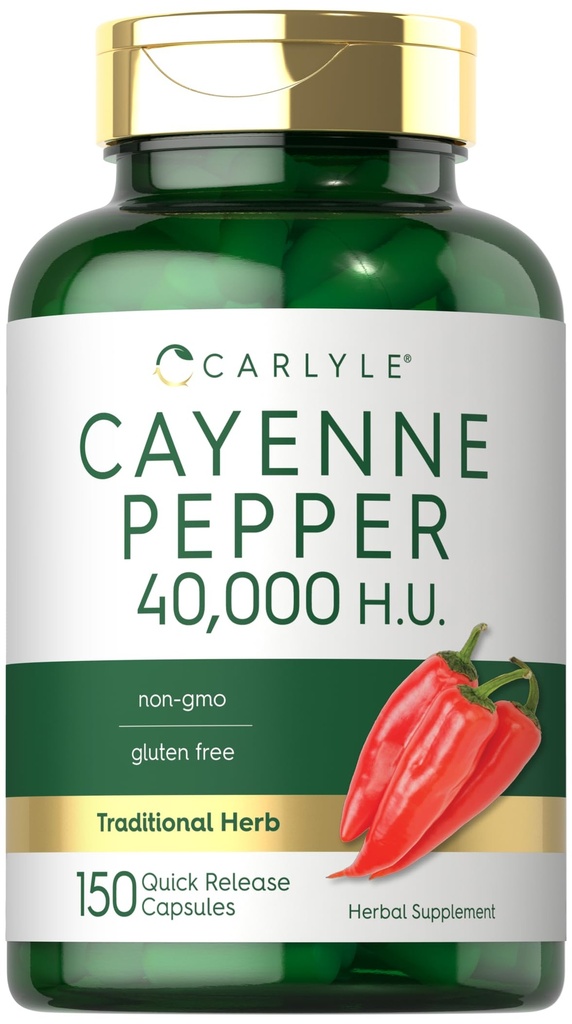 Carlyle Cayenne Pepper Capsules ← 40,000 HU ← Non-GMO y Gluten Free Supplement