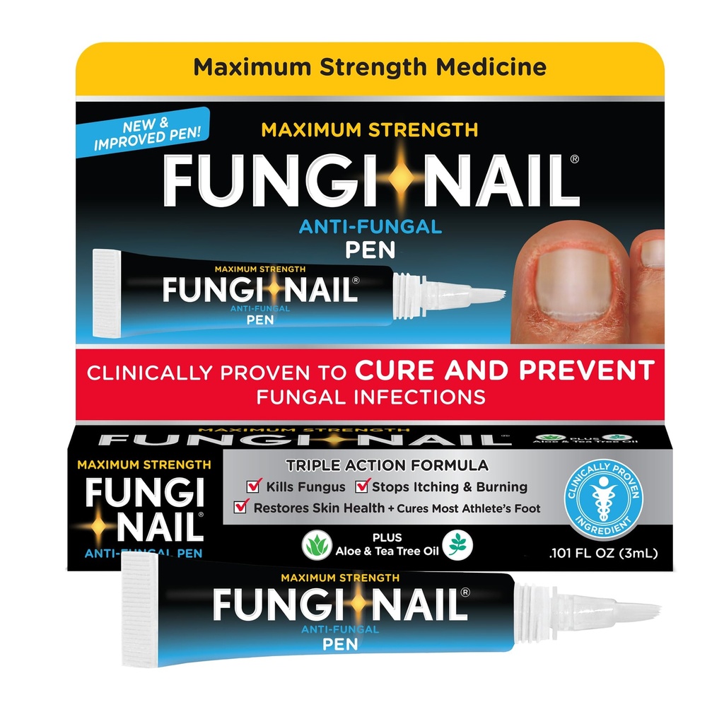 Fungi-Nail Pen Applicator Anti-Fungal Solución, mata hongo que puede llevar al pie de Nail &amp; Athlete con Tolnaftate &amp; clínicamente probado para curar y prevenir infecciones fúngicas, 0.101 Fl Oz (Pack de 1)