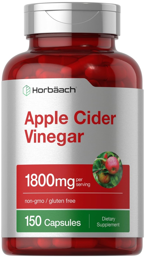 Horbäach Apple Cider Vinegar Capsules  1800mg ← 150 Píldoras Silencio no GMO, Gluten suplemento gratis