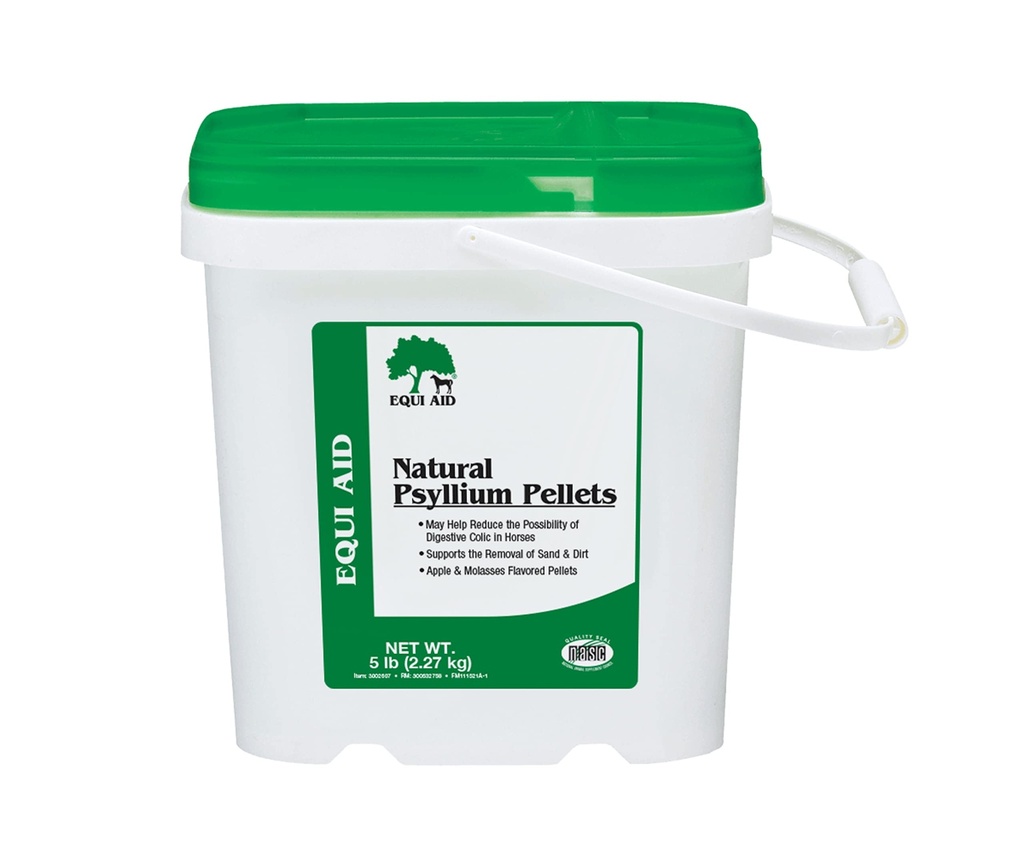 Farnam Equi Aid Natural Horse Psyllium Pellets Suplemento para Caballos, soporta la eliminación de arena &amp; ciervo Del Colon Ventral, 5 libras, 16 Scoops
