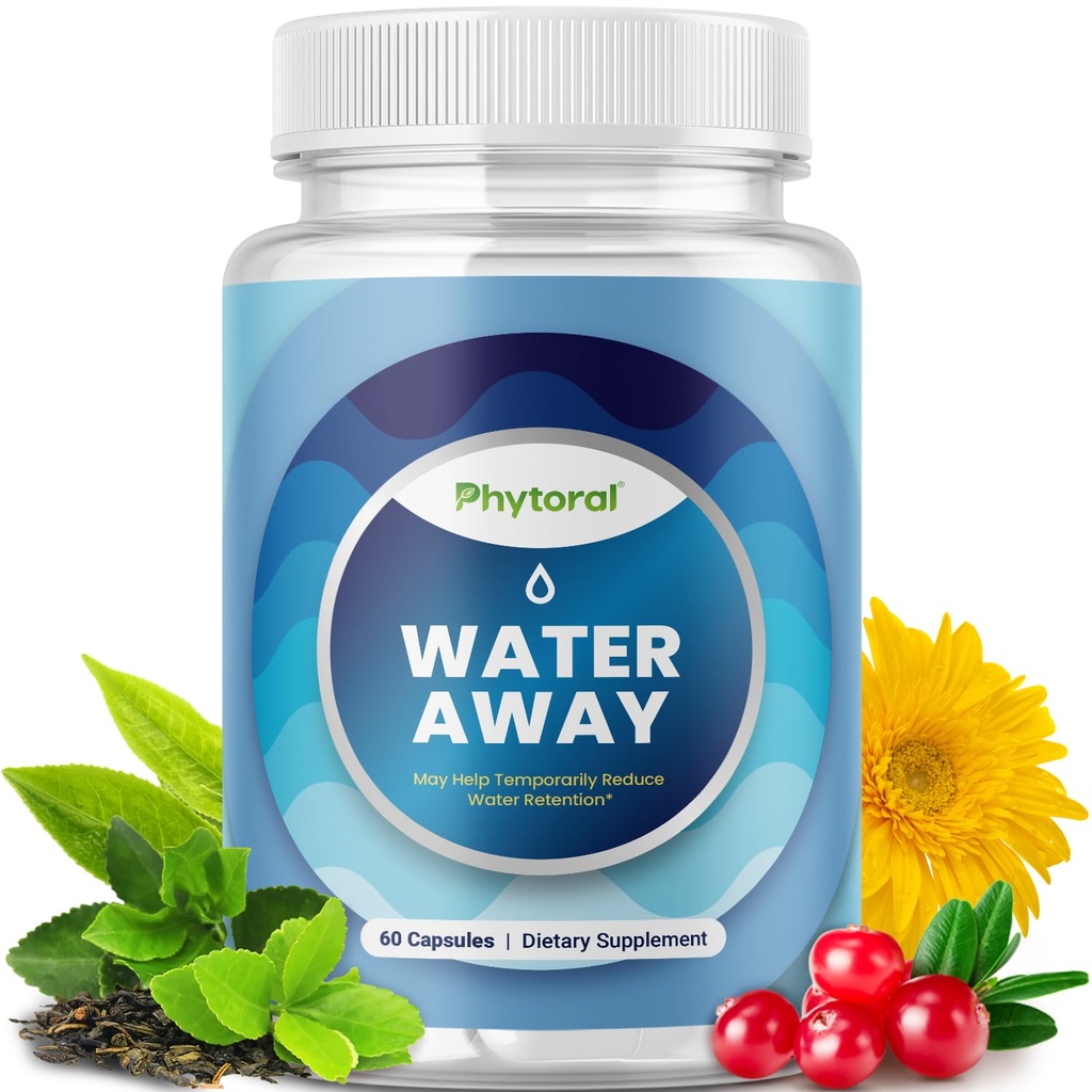 Píldoras de retención de agua para hombres y mujeres - Suplementos herbarios diuréticos - Suplemento de retención fluida con el extracto de hoja de dandelión " Té verde para el alivio de ruborización - Píldoras para la hinchazón de pies de pierna - 60 condes