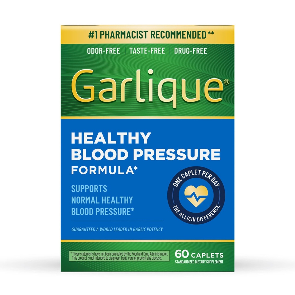 Suplemento de extracto de ajo de ajo, Fórmula de presión sanguínea saludable, sin olor &amp; Vegan, 60 caplets