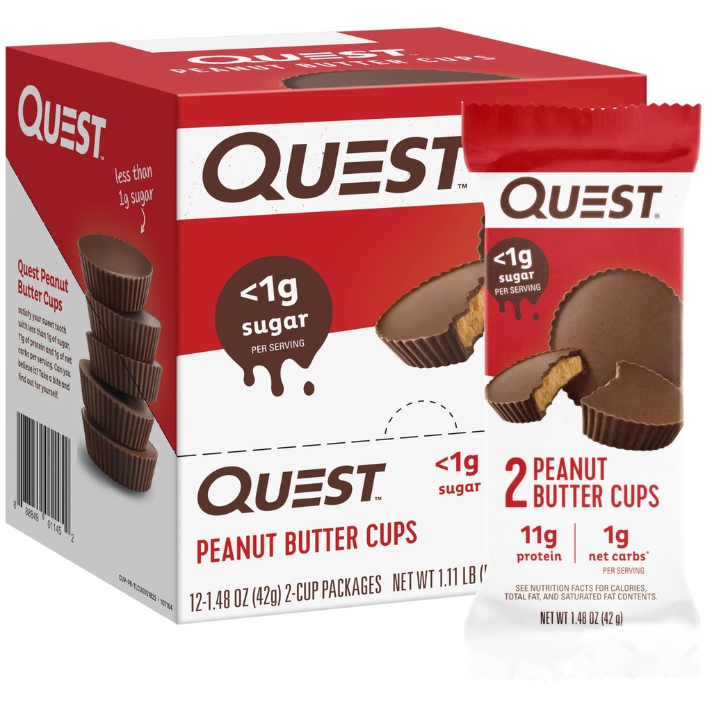 Quest Nutrition Peanut Butter Cups, 11g Protein, 1g Sugar, Low Carb, Gluten Gratis, Keto Friendly, 12 Cuenta