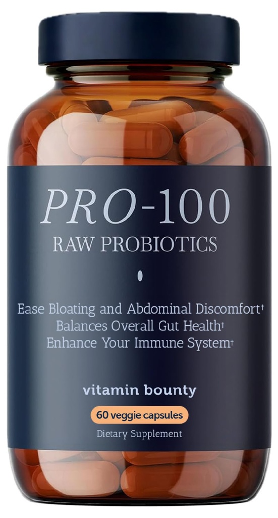 Vitamina Bounty Pro-100 Probiótico 100 Billones CFU - 13 Strains for Digestive Health & Immune Support - High Potency Probiotics for Women &amp; Men - Delayed Release Capsules for Gut Health - 60 Count