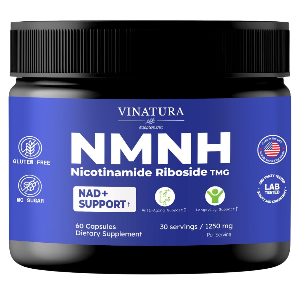 VINATURA NMNH (NMN Supplement Alternative) Nicotinamide Riboside & TMG - NAD Suplemento para Anti-Aging - 60 cápsulas