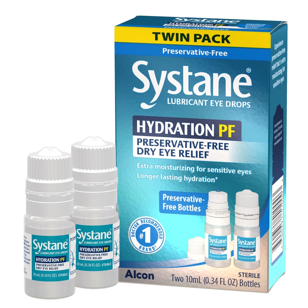 Systane Hydration Multi-Dose Las gotas de ojos libres de conservantes Dry Eye Relief Twin Pack (2x10ml)