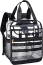 Mochila transparente transparente de PVC transparente, gran bolsillo para el trabajo " Viajes (Negro)