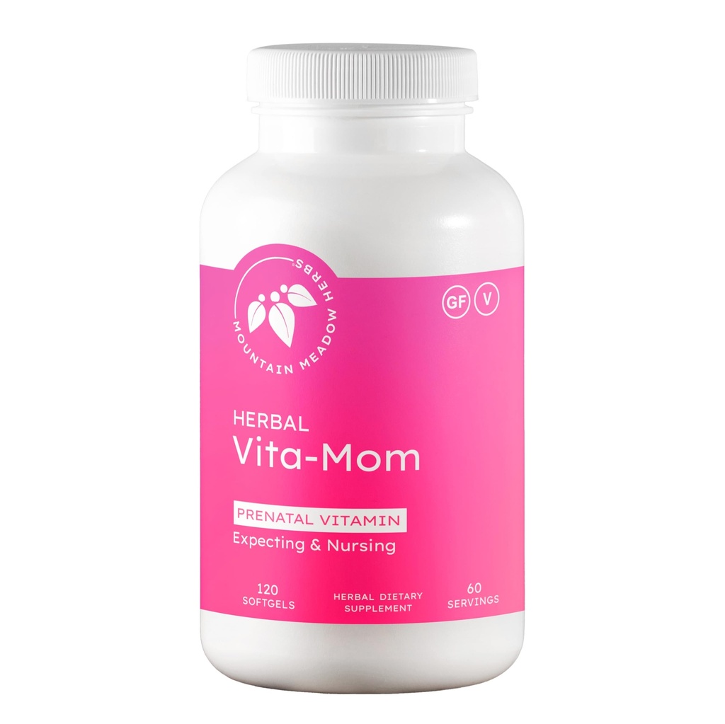 Herbs Vita-MOM Vitaminas prenatales – Suplemento herbal para mujeres con ácido fólico, hierro, multivitaminas " hierbas orgánicas – 120 Softgels (2-Mes de suministro)