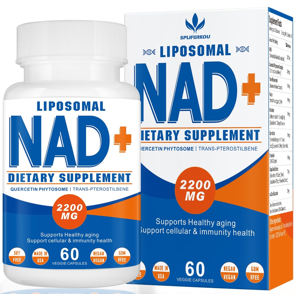 2200mg Liposomal NAD+ Suplemento - Enhances Cell Energy " Aging Defese, 60 cápsulas
