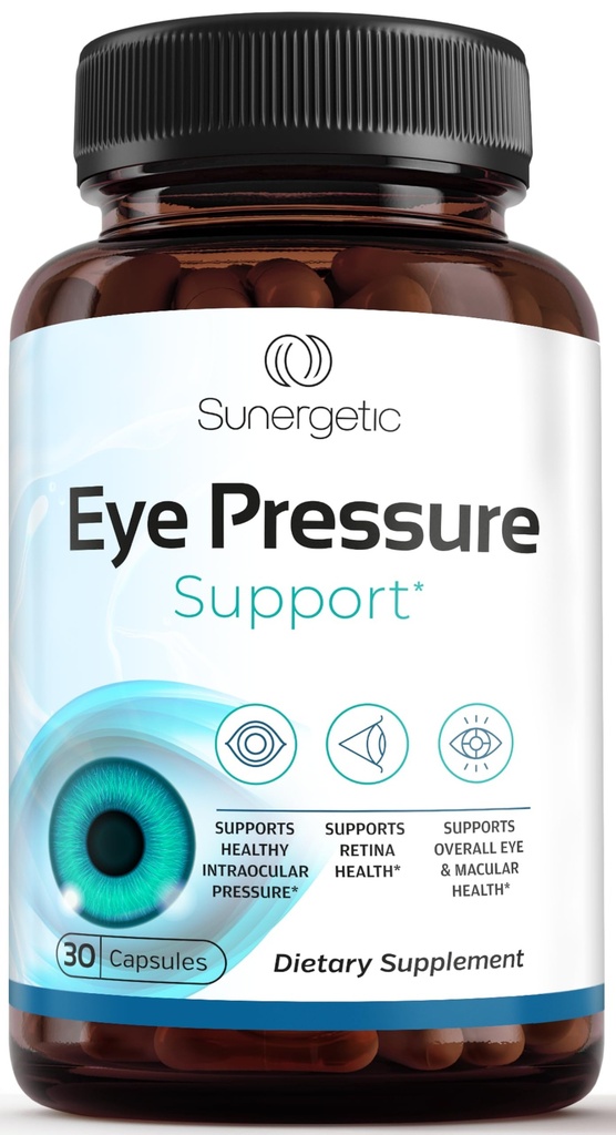 Suplemento de soporte de presión de ojos Sunergetic Premium - Suplemento de presión de ojos con Saffron, Lutein, Zeaxanthin, Bilberry & Pine Bark - Asistencia Salud Ocular &amp; Visión general - 30 Con